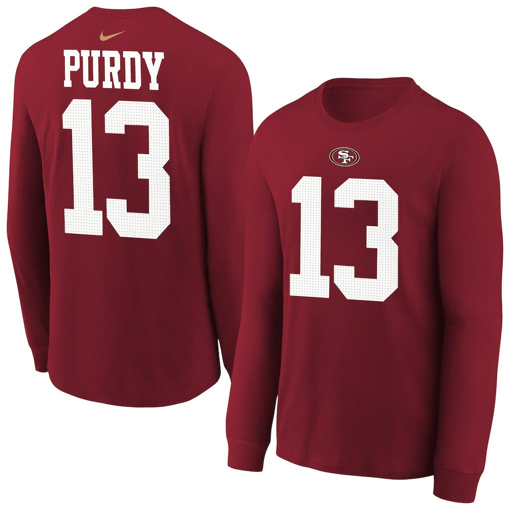 Brock Purdy San Francisco 49ers Youth Player Name & Number Long Sleeve T-Shirt Scarlet | Nike for Sale