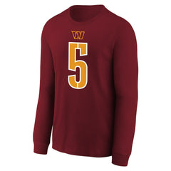 Jayden Daniels Washington Commanders Youth Player Name & Number Long Sleeve T-Shirt Burgundy | Nike for Sale