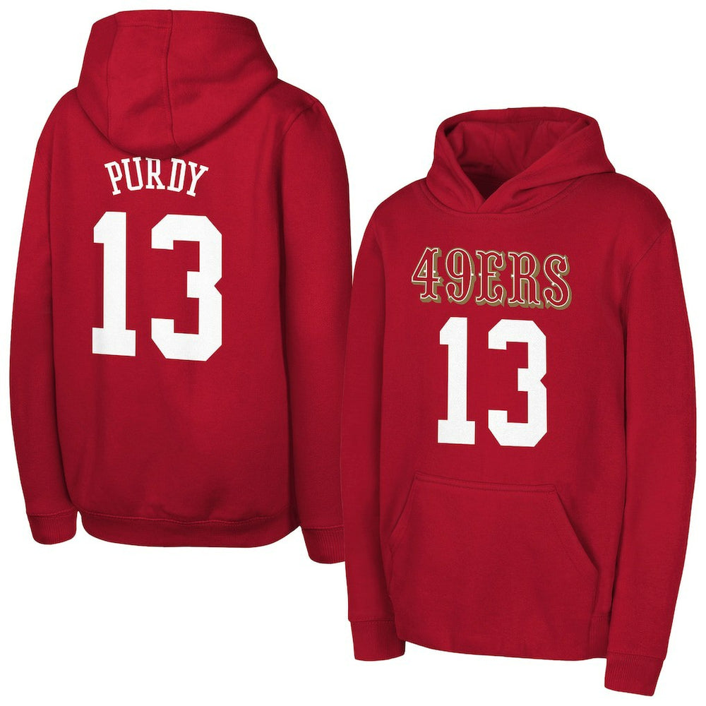 Brock Purdy San Francisco 49ers Outerstuff Mainliner Player Name & Number Hoodie Scarlet | NFL