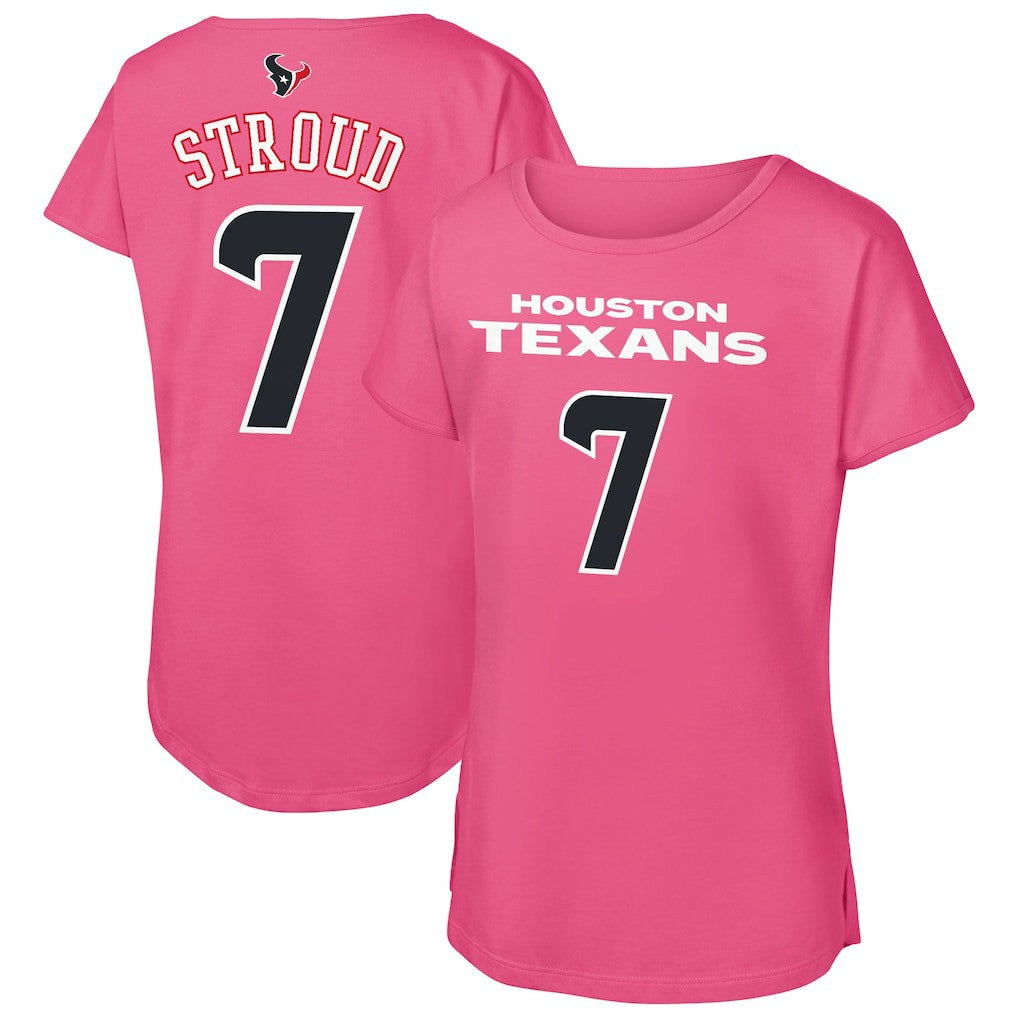 C.J. Stroud Houston Texans Outerstuff Girls Youth Player Name & Number T-Shirt Pink | NFL