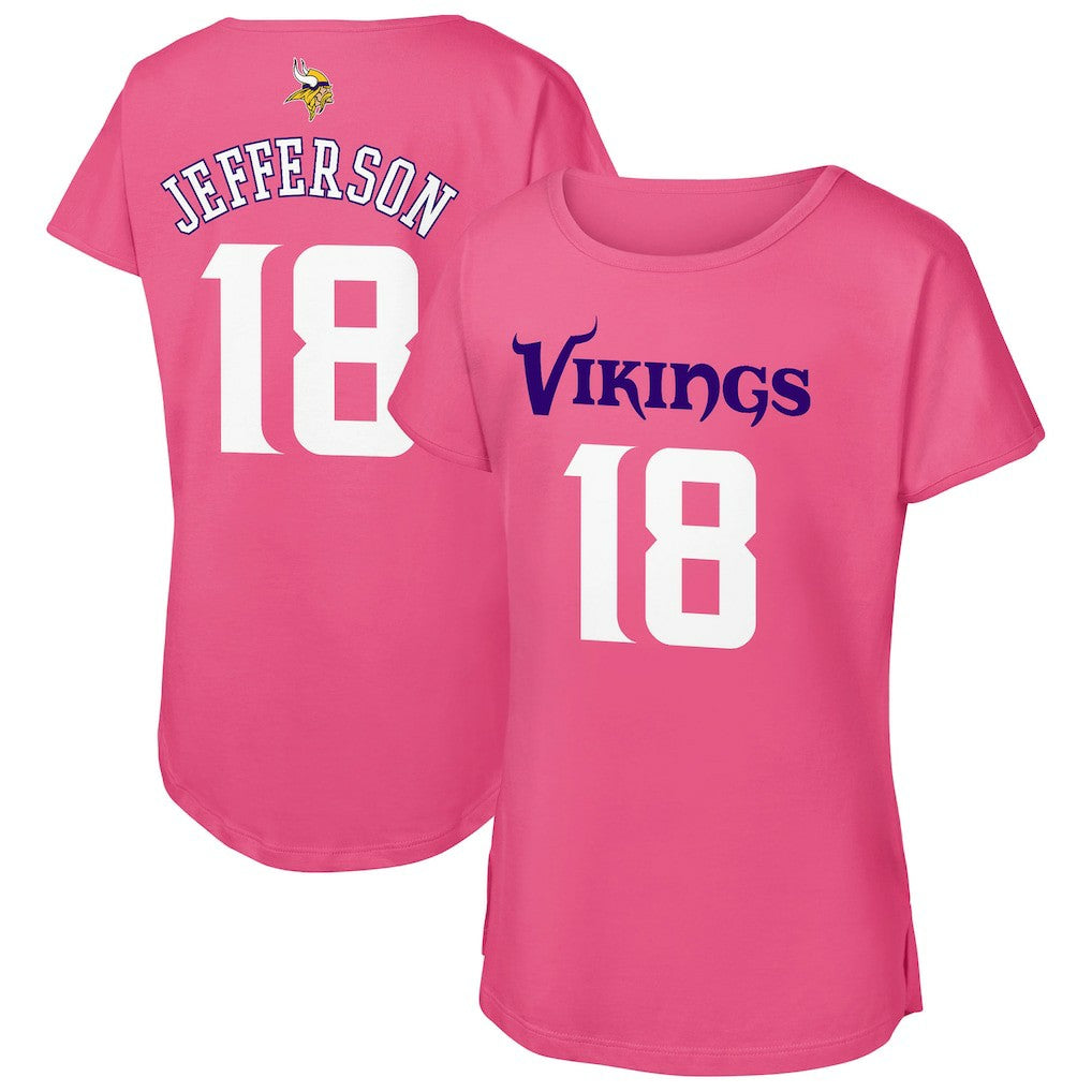 Justin Jefferson Minnesota Vikings Outerstuff Girls Youth Player Name & Number T-Shirt Pink | NFL