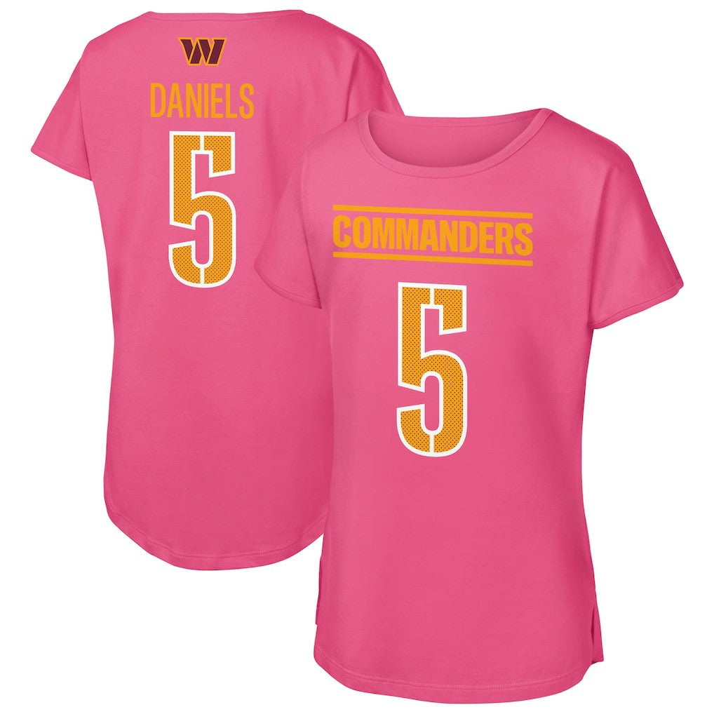 Jayden Daniels Washington Commanders Outerstuff Girls Youth Player Name & Number T-Shirt Pink | NFL