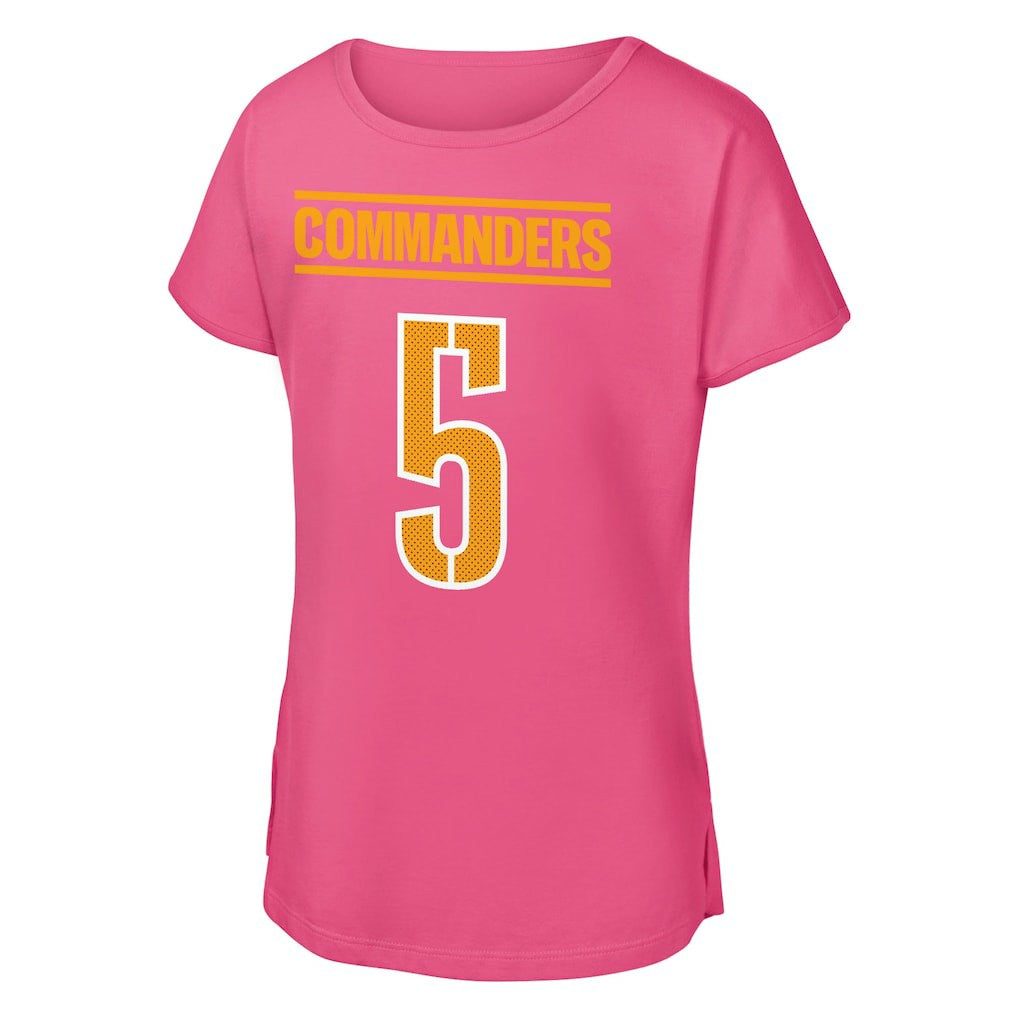 Jayden Daniels Washington Commanders Outerstuff Girls Youth Player Name & Number T-Shirt Pink | NFL