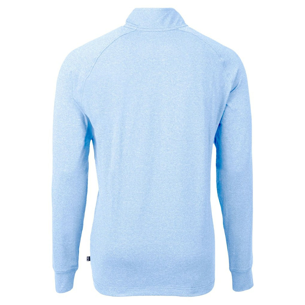 New York Giants Cutter & Buck Raglan Adapt Eco Knit Heather Quarter-Zip Top Powder Blue | NFL