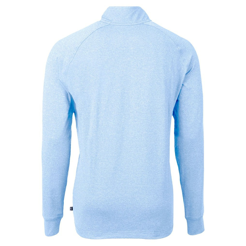 Philadelphia Eagles Cutter & Buck Raglan Adapt Eco Knit Heather Quarter-Zip Top Powder Blue | NFL