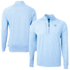 Tampa Bay Buccaneers Cutter & Buck Raglan Adapt Eco Knit Heather Quarter-Zip Top Powder Blue | NFL