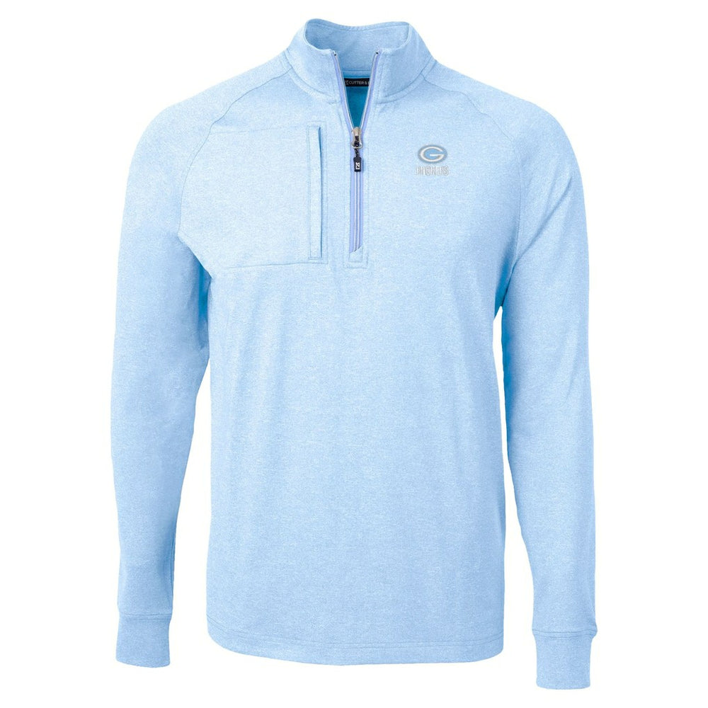 Green Bay Packers Cutter & Buck Raglan Adapt Eco Knit Heather Quarter-Zip Top Powder Blue | NFL