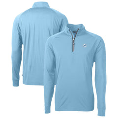 Miami Dolphins Cutter & Buck Raglan Adapt Eco Knit Stretch Recycled Quarter-Zip Top Powder Blue | NFL