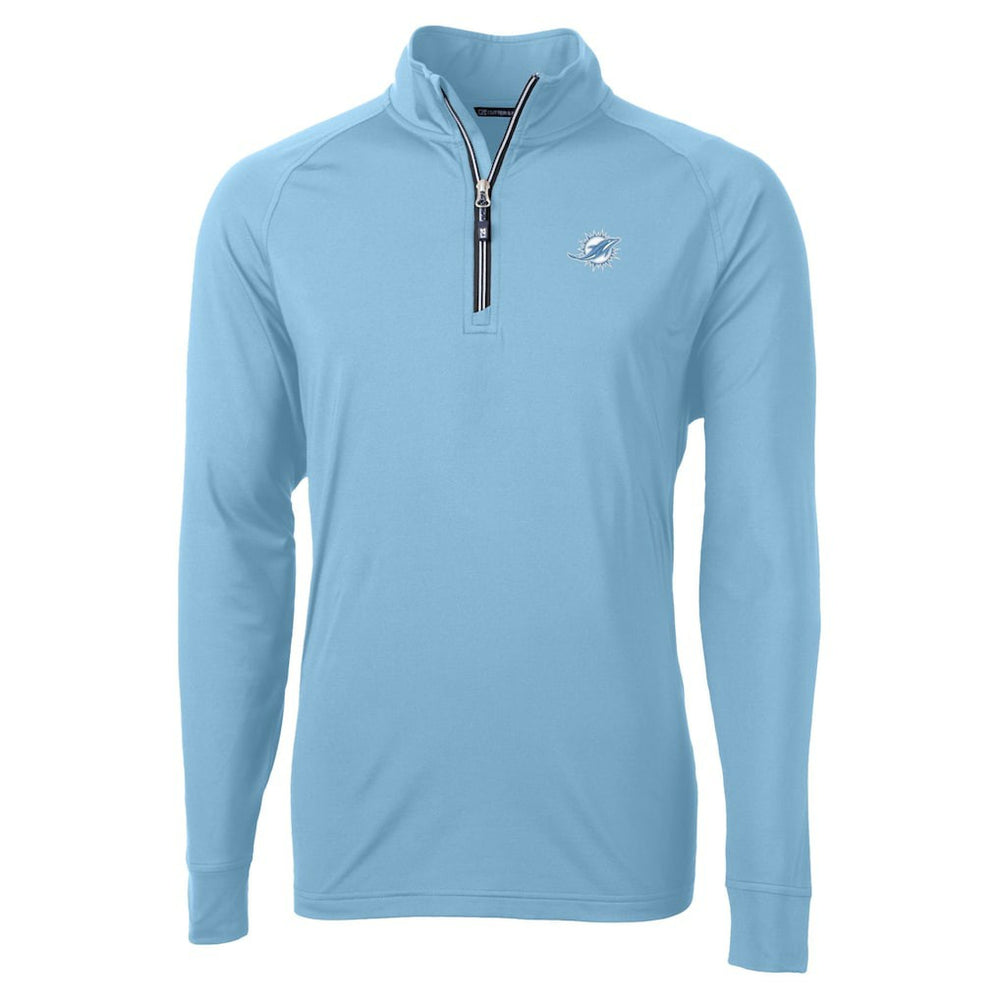 Miami Dolphins Cutter & Buck Raglan Adapt Eco Knit Stretch Recycled Quarter-Zip Top Powder Blue | NFL