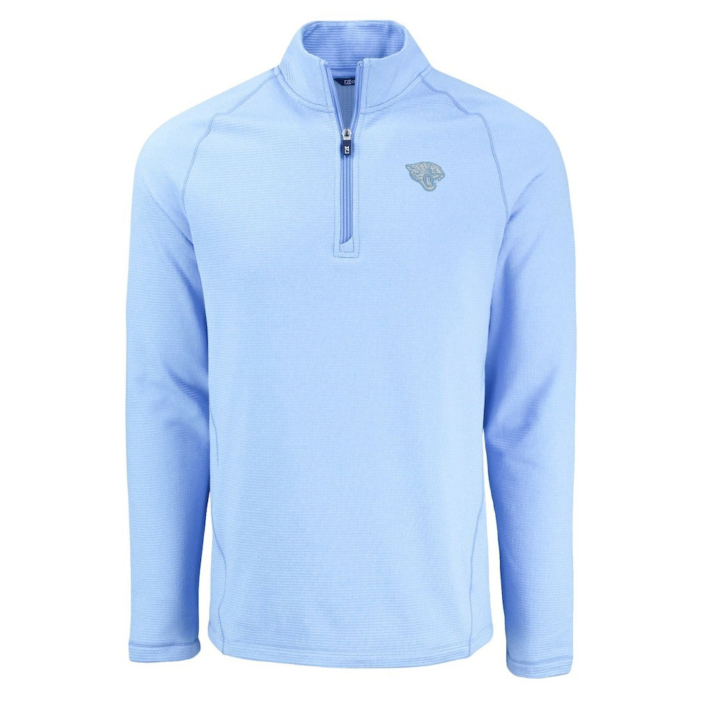 Jacksonville Jaguars Cutter & Buck Peshastin Eco Fleece Recycled Raglan Quarter-Zip Top Powder Blue | NFL