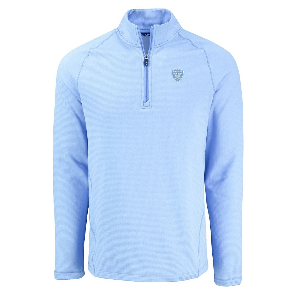 Las Vegas Raiders Cutter & Buck Peshastin Eco Fleece Recycled Raglan Quarter-Zip Top Powder Blue | NFL