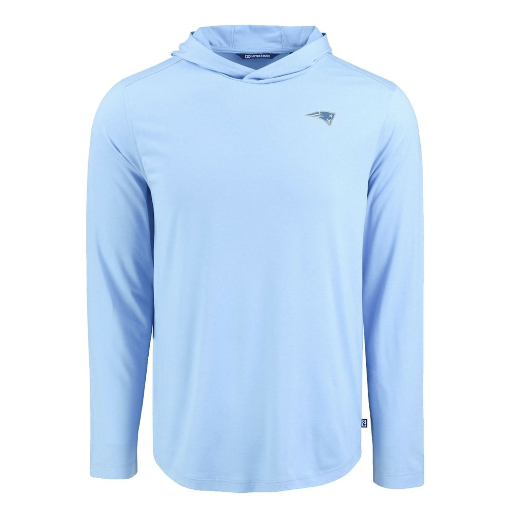 New England Patriots Men's Cutter & Buck Coastline Epic Comfort Eco Recycled Men's Hooded Shirt Powder Blue | NFL