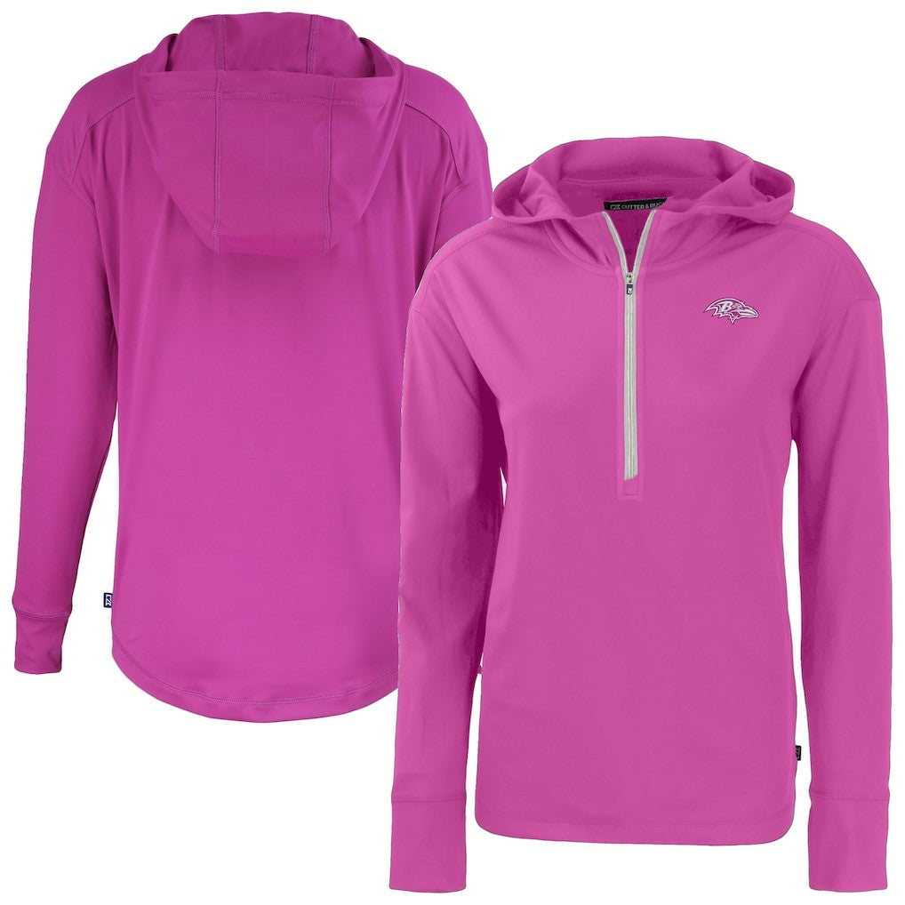 Baltimore Ravens Cutter & Buck Women's Daybreak Eco Recycled Half-Zip Hoodie Pink | NFL