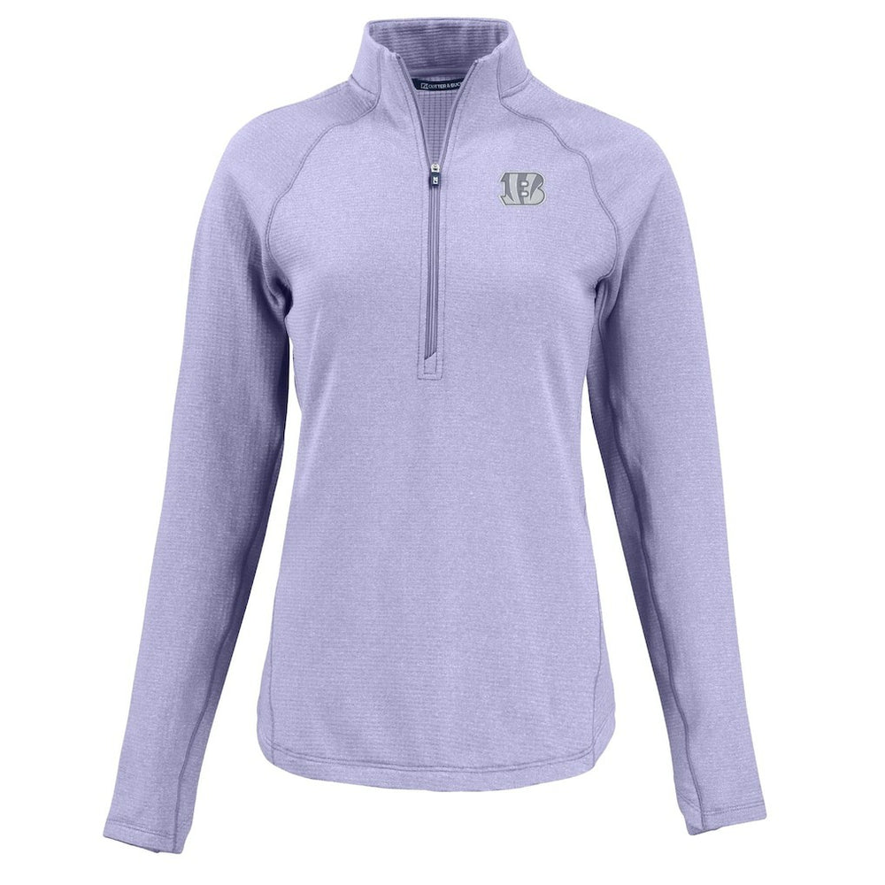 Cincinnati Bengals Cutter & Buck Women's Peshastin Eco Fleece Recycled Half-Zip Top Purple | NFL