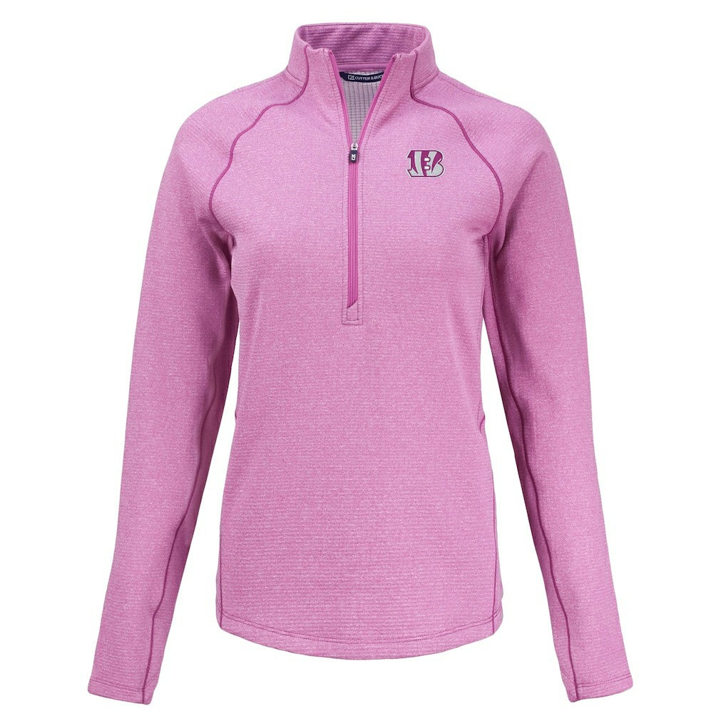 Cincinnati Bengals Cutter & Buck Women's Peshastin Eco Fleece Recycled Half-Zip Top Pink | NFL