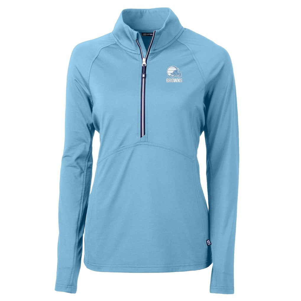 Cleveland Browns Cutter & Buck Women's Adapt Eco Knit Stretch Recycled Half-Zip Top Powder Blue | NFL