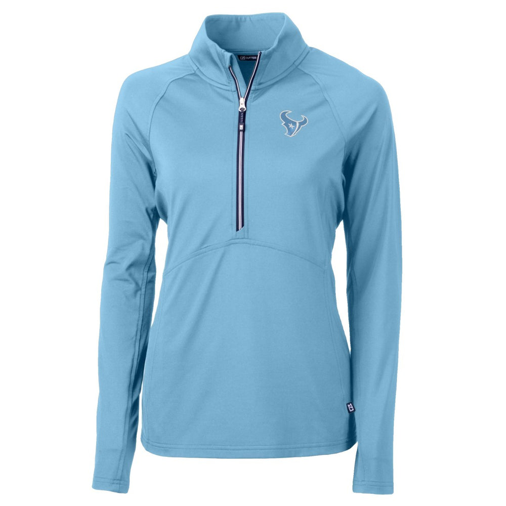 Houston Texans Cutter & Buck Women's Adapt Eco Knit Stretch Recycled Half-Zip Top Powder Blue | NFL