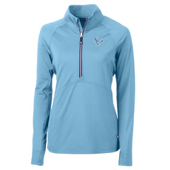 Houston Texans Cutter & Buck Women's Adapt Eco Knit Stretch Recycled Half-Zip Top Powder Blue | NFL