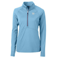 New York Giants Cutter & Buck Women's Adapt Eco Knit Stretch Recycled Half-Zip Top Powder Blue | NFL