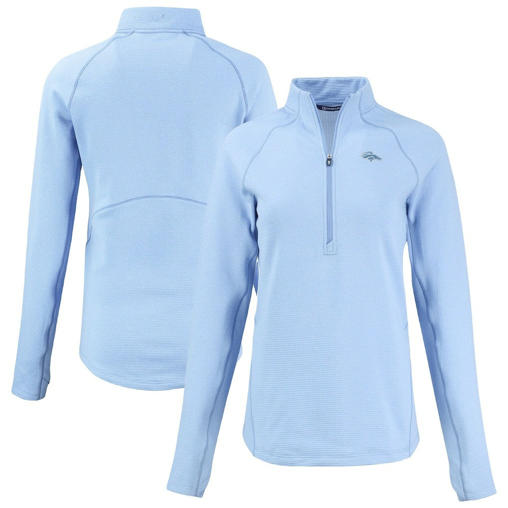 Denver Broncos Cutter & Buck Women's Peshastin Eco Fleece Recycled Half-Zip Top Powder Blue | NFL