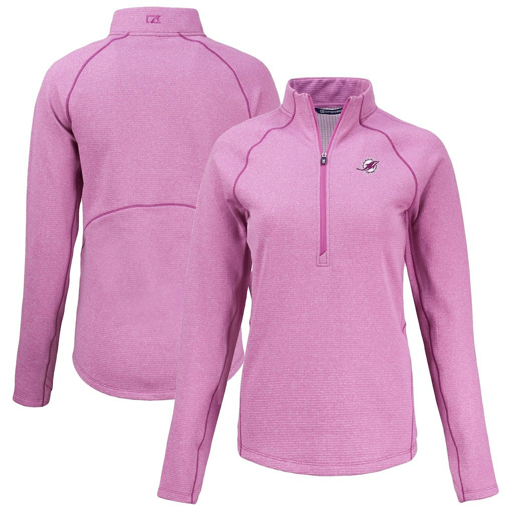Miami Dolphins Cutter & Buck Women's Peshastin Eco Fleece Recycled Half-Zip Top Pink | NFL