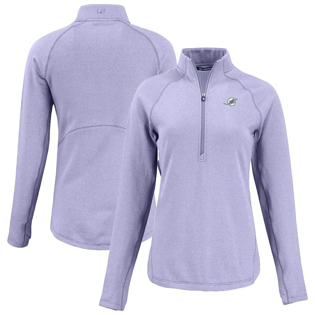 Miami Dolphins Cutter & Buck Women's Peshastin Eco Fleece Recycled Half-Zip Top Purple | NFL