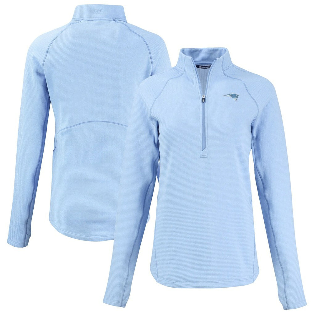 New England Patriots Cutter & Buck Women's Peshastin Eco Fleece Recycled Half-Zip Top Powder Blue | NFL