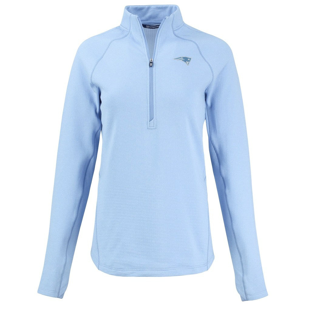 New England Patriots Cutter & Buck Women's Peshastin Eco Fleece Recycled Half-Zip Top Powder Blue | NFL