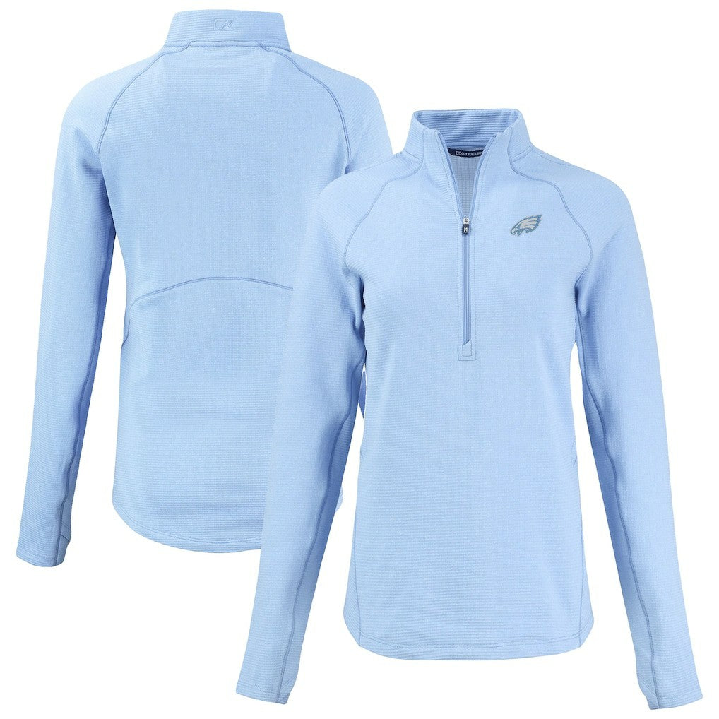 Philadelphia Eagles Cutter & Buck Women's Peshastin Eco Fleece Recycled Half-Zip Top Powder Blue | NFL