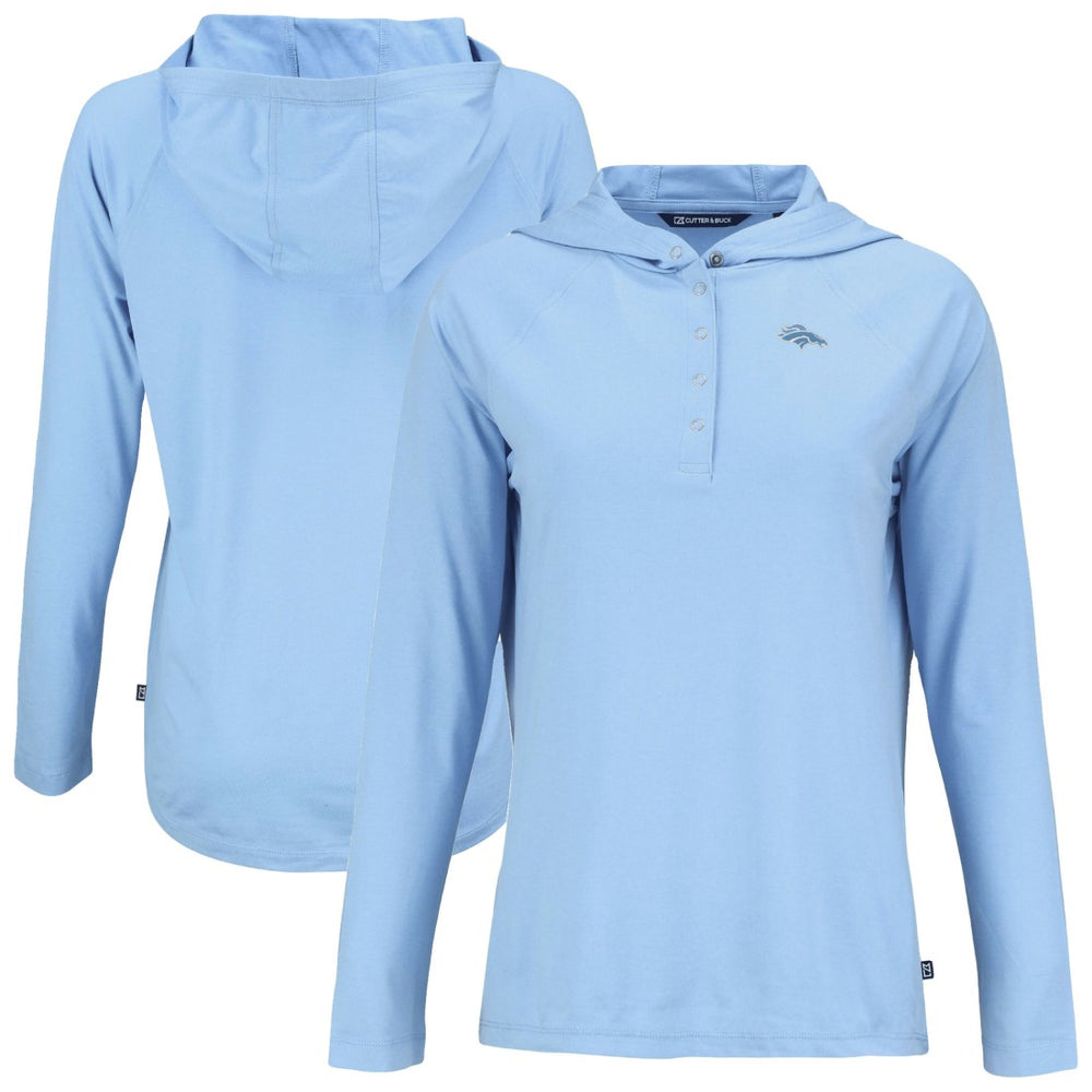 Denver Broncos Cutter & Buck Women's Coastline Epic Comfort Eco Recycled Long Sleeve Hoodie T-Shirt Powder Blue | NFL