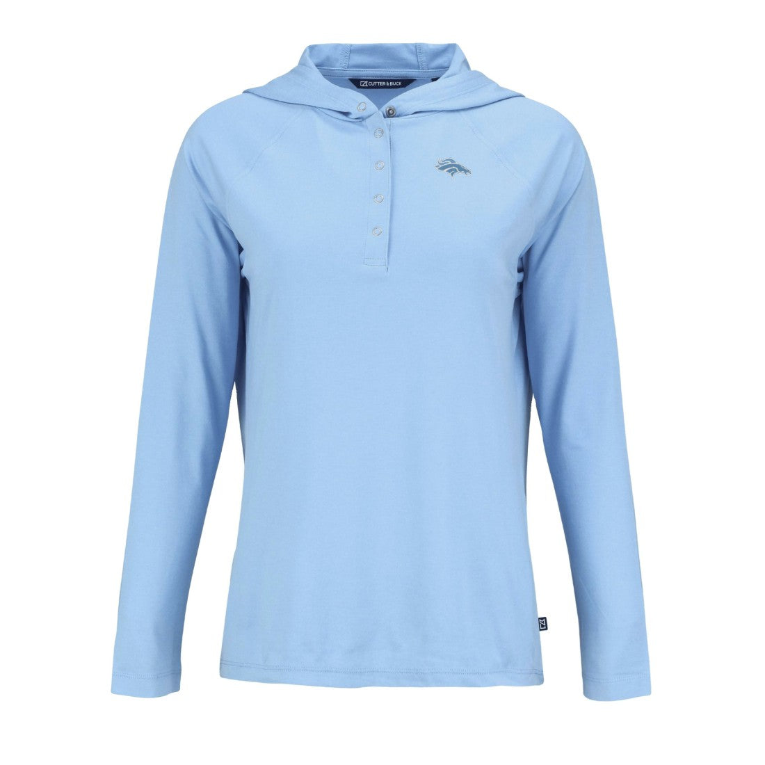Denver Broncos Cutter & Buck Women's Coastline Epic Comfort Eco Recycled Long Sleeve Hoodie T-Shirt Powder Blue | NFL