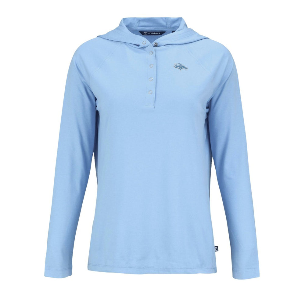 Denver Broncos Cutter & Buck Women's Coastline Epic Comfort Eco Recycled Long Sleeve Hoodie T-Shirt Powder Blue | NFL