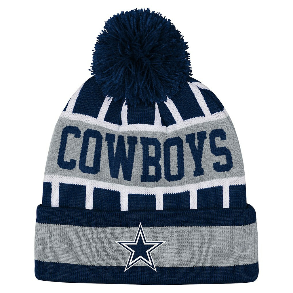 Dallas Cowboys Outerstuff Youth Go Fast Cuffed Knit Hat with Pom Navy | NFL