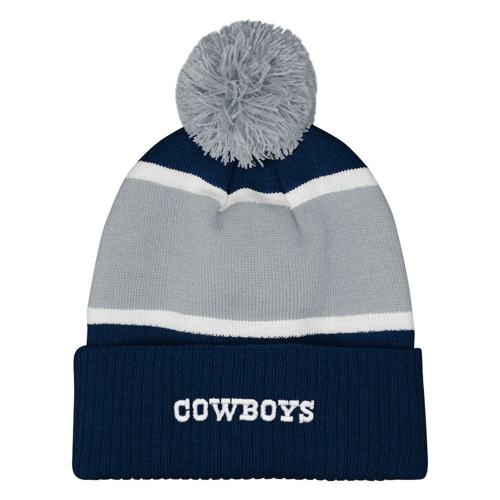 Dallas Cowboys Outerstuff Girls Youth Let's Play Cuffed Knit Hat with Pom Navy | NFL