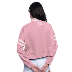 New York Giants Starter Women's Power Play Cropped Pullover Sweatshirt Pink | NFL
