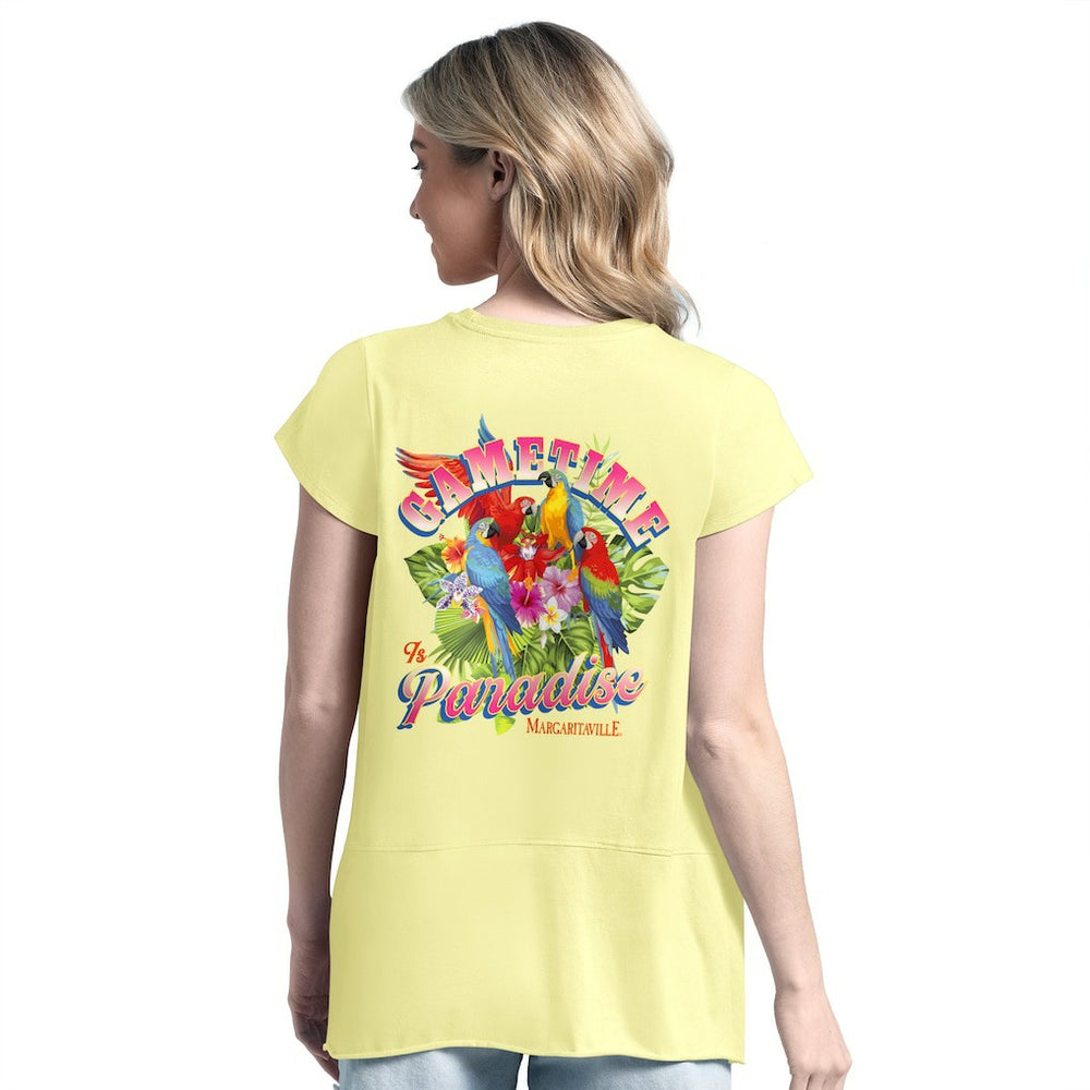 New Orleans Saints Margaritaville Women's Gametime Is Paradise T-Shirt Yellow | NFL