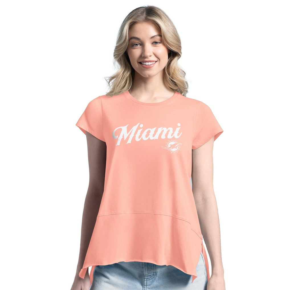 Miami Dolphins Margaritaville Women's Gametime Is Paradise T-Shirt Pink | NFL