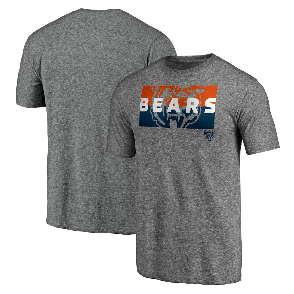 Chicago Bears Square Off Tri-Blend T-Shirt Heather Gray | NFL