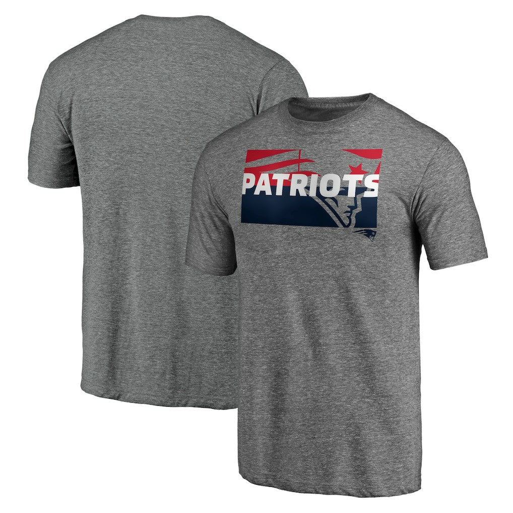 New England Patriots Square Off Tri-Blend T-Shirt Heather Gray | NFL
