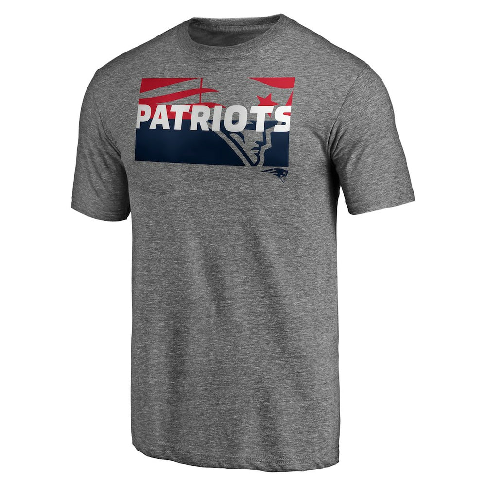 New England Patriots Square Off Tri-Blend T-Shirt Heather Gray | NFL