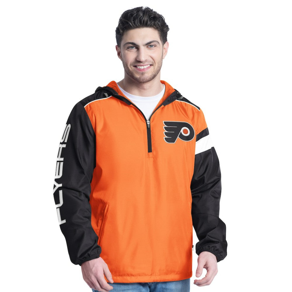 Philadelphia Flyers G-III Sports by Carl Banks Lateral Half-Zip Hoodie Jacket - Orange/Black - NHL
