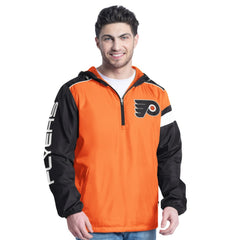 Philadelphia Flyers G-III Sports by Carl Banks Lateral Half-Zip Hoodie Jacket - Orange/Black - NHL