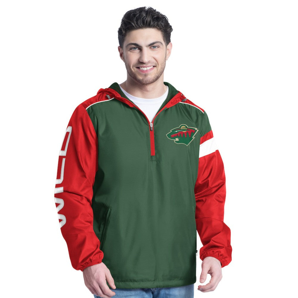 Minnesota Wild G-III Sports by Carl Banks Lateral Half-Zip Hoodie Jacket - Green/Red - NHL