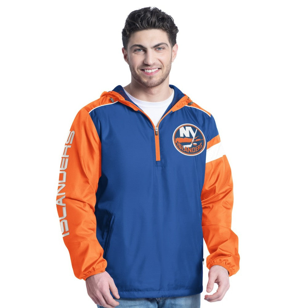 New York Islanders G-III Sports by Carl Banks Lateral Half-Zip Hoodie Jacket - Royal/Orange - NHL
