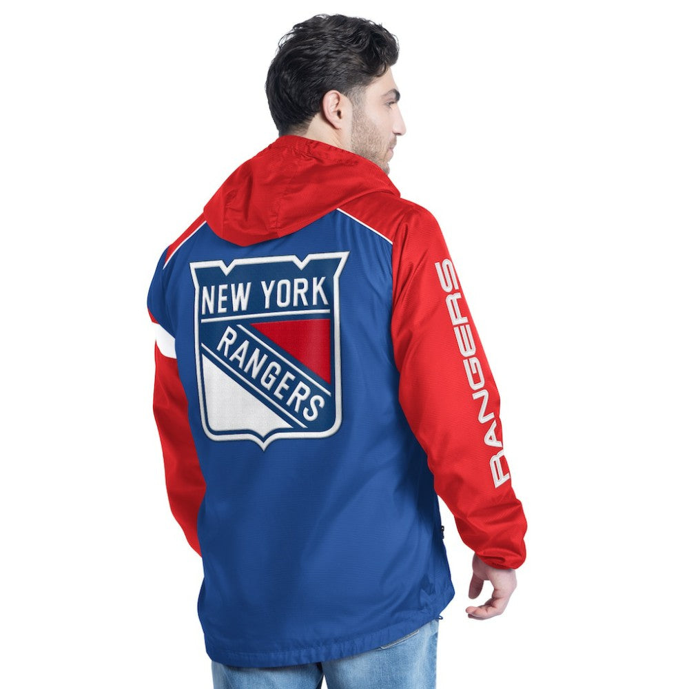 New York Rangers G-III Sports by Carl Banks Lateral Half-Zip Hoodie Jacket - Blue/Red - NHL