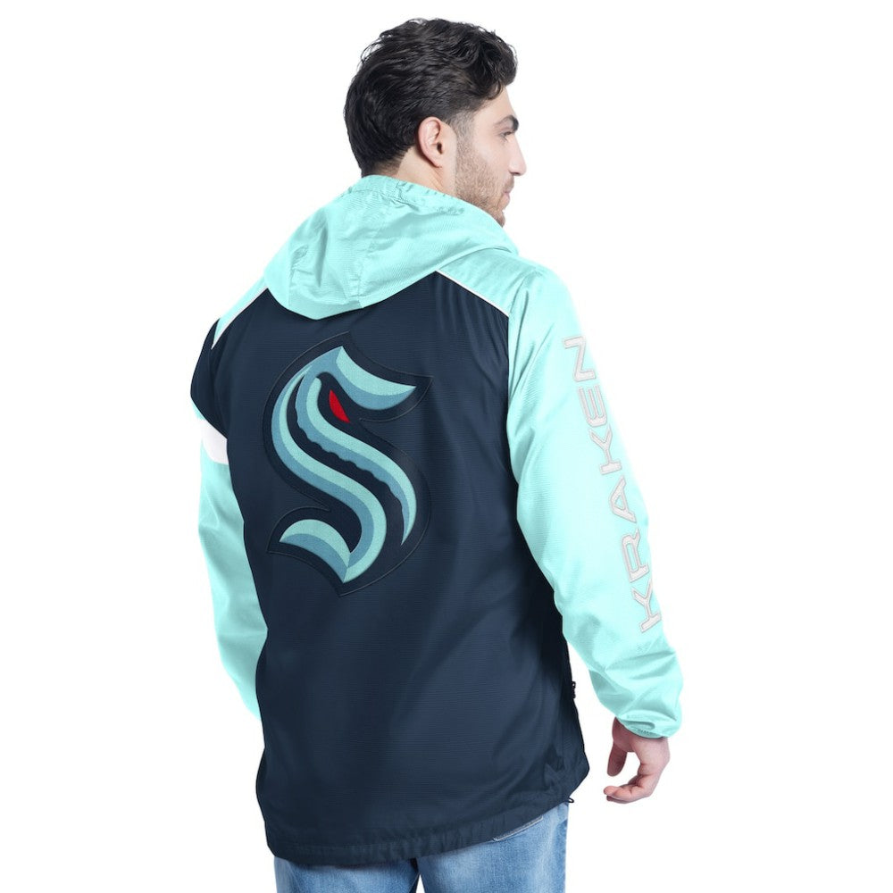 Seattle Kraken G-III Sports by Carl Banks Lateral Half-Zip Hoodie Jacket - Deep Sea Blue/Light Blue - NHL