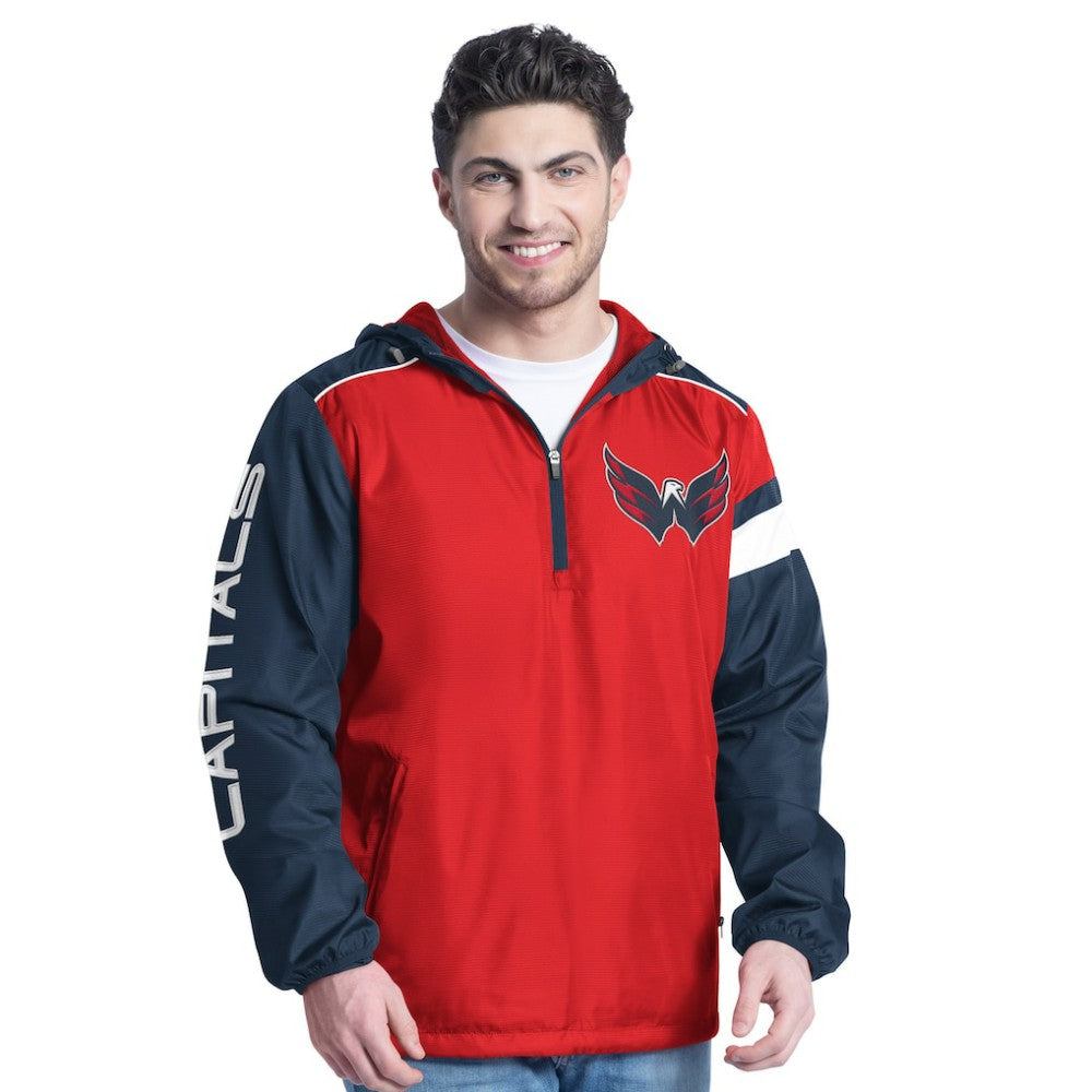 Washington Capitals G-III Sports by Carl Banks Lateral Half-Zip Hoodie Jacket - Red/Navy - NHL