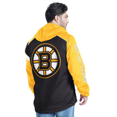 Boston Bruins G-III Sports by Carl Banks Lateral Half-Zip Hoodie Jacket - Black/Gold - NHL