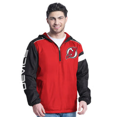 New Jersey Devils G-III Sports by Carl Banks Lateral Half-Zip Hoodie Jacket - Red/Black - NHL