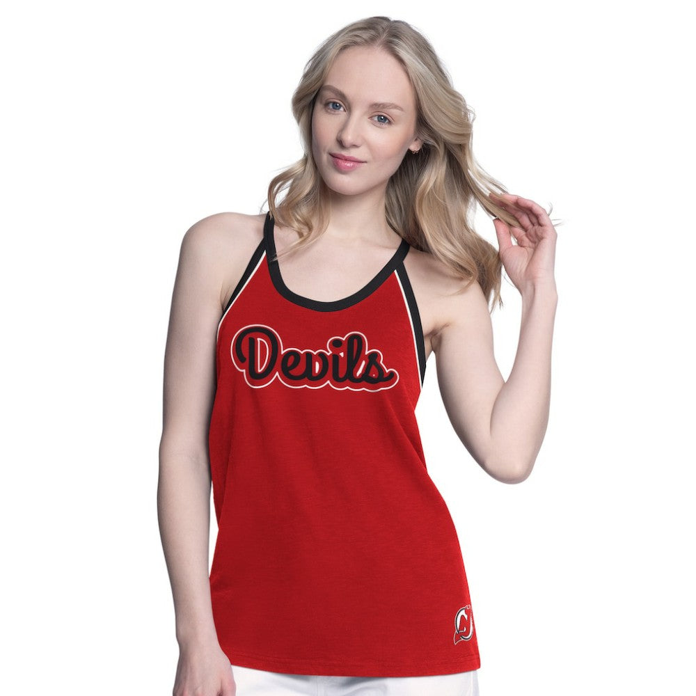 New Jersey Devils G-III 4Her by Carl Banks Women's Curveball Racerback Scoop Neck Slub Tank Top - Red - NHL